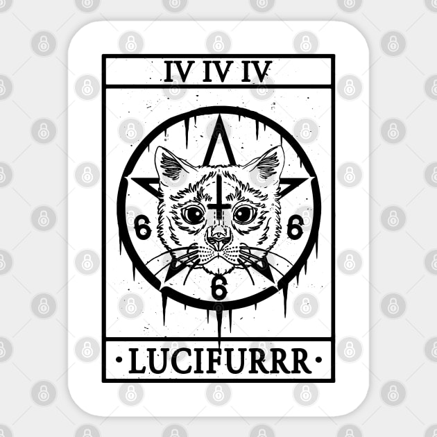 LUCIFURRR- FUNNY CAT TAROT CARD Sticker by Tshirt Samurai